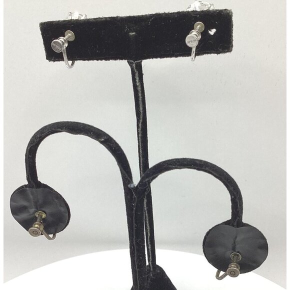 1950-60s Sterling Earrings Vintage 7 Pr Lot-Copper Porcelain Lucite Estate Find - Picture 8 of 9